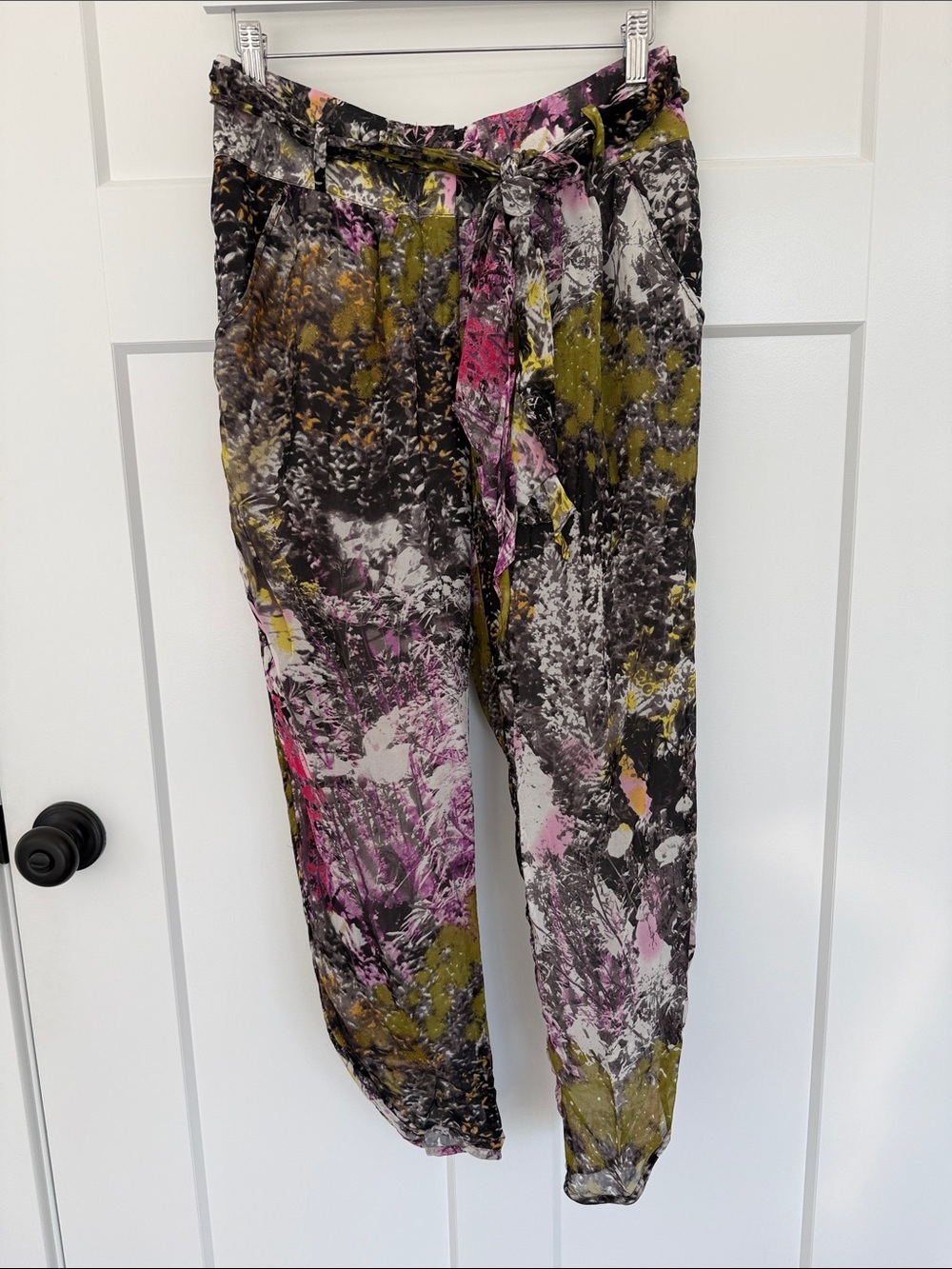 Leifsdottir Silk Pleated Asymmetrical Ankle Pants Size 2